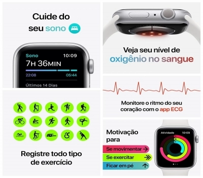 Imagem 44905 Apple Watch Series 6 (GPS) 40mm Caixa Prateada de Alumínio com Pulseira Esportiva Nike Platina/preta