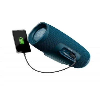 Caixa de Som Bluetooth Charge 4 Azul JBL à Prova d´água, carregador para celular Leilão Caixa de Som Bluetooth Charge 4 Azul JBL à Prova d´água, carregador para celular