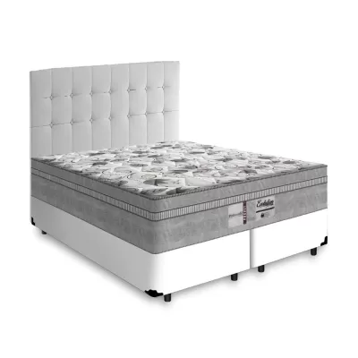 Cama Box + Cabeceira Cassis e Colchão Queen Probel Evolution 158x198x67cm Branco