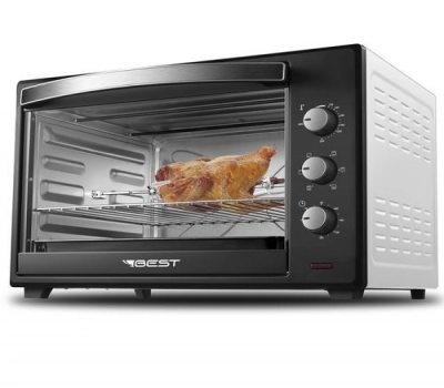 Forno Elétrico 60 Litros C/ Espeto Giratório 220v Preto/Branco Best Leilão Forno Elétrico 60 Litros C/ Espeto Giratório 220v Preto/Branco Best