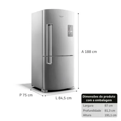 Imagem 49682 Geladeira Brastemp Frost Free Inverse 573 litros cor Inox com Smart Bar