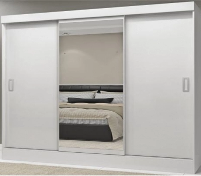 Guarda Roupa Casal com Espelho 3 Portas 2 Gavetas Istambul Espresso Móveis Branco/Carvalho Leilão Guarda Roupa Casal com Espelho 3 Portas 2 Gavetas Istambul Espresso Móveis Branco/Carvalho
