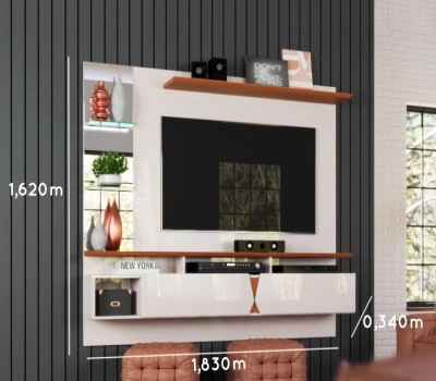 Imagem 1154 Painel para TV 55 polegadas Intense Lukaliam Off White / Damasco