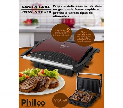 Imagem 1510 Sanduicheira E Grill Philco Press Inox Red