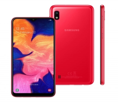 Smartphone Samsung Galaxy A10 Vermelho 32GB, Tela Infinita de 6.2`` Leilão Smartphone Samsung Galaxy A10 Vermelho 32GB, Tela Infinita de 6.2``