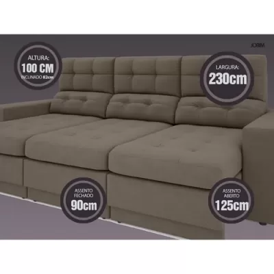 Imagem 37355 Sofá 4 Lugares Net Jobim Assento Retrátil e Reclinável Marrom 2,30m (L)